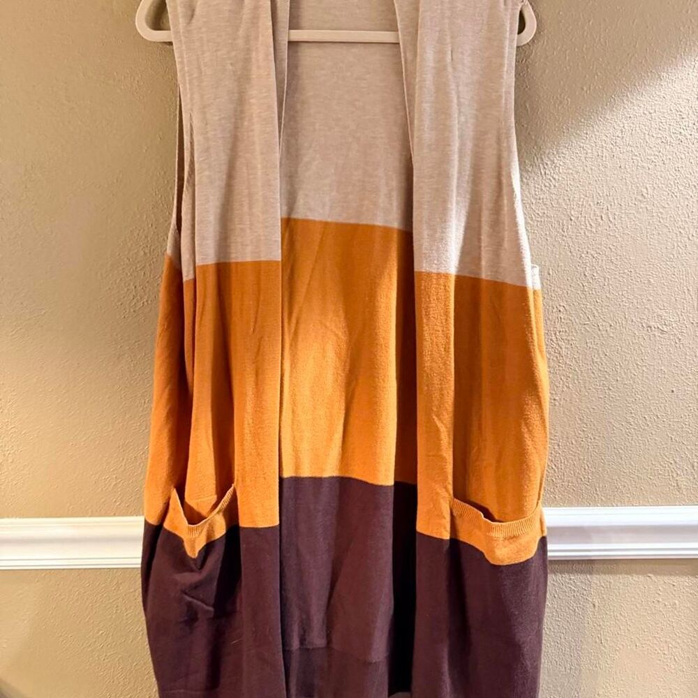 Peyton Primrose Women's Colorblock vest cardiagan, Size XL